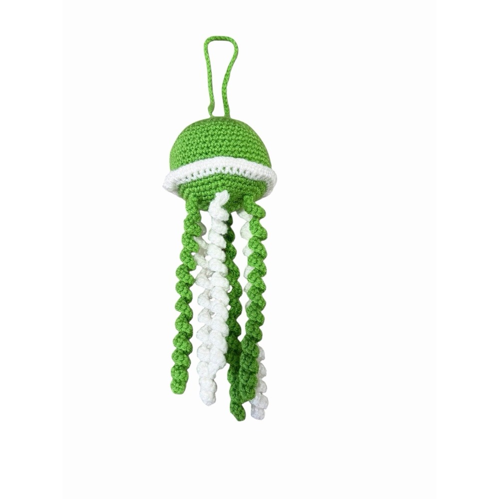 New Handmade Crochet Plushie Hanging Jelly Fish GREEN